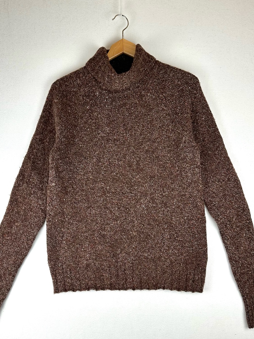 Frank And Oak Turtleneck Wool Blend Sweater Brown Marl Yarn